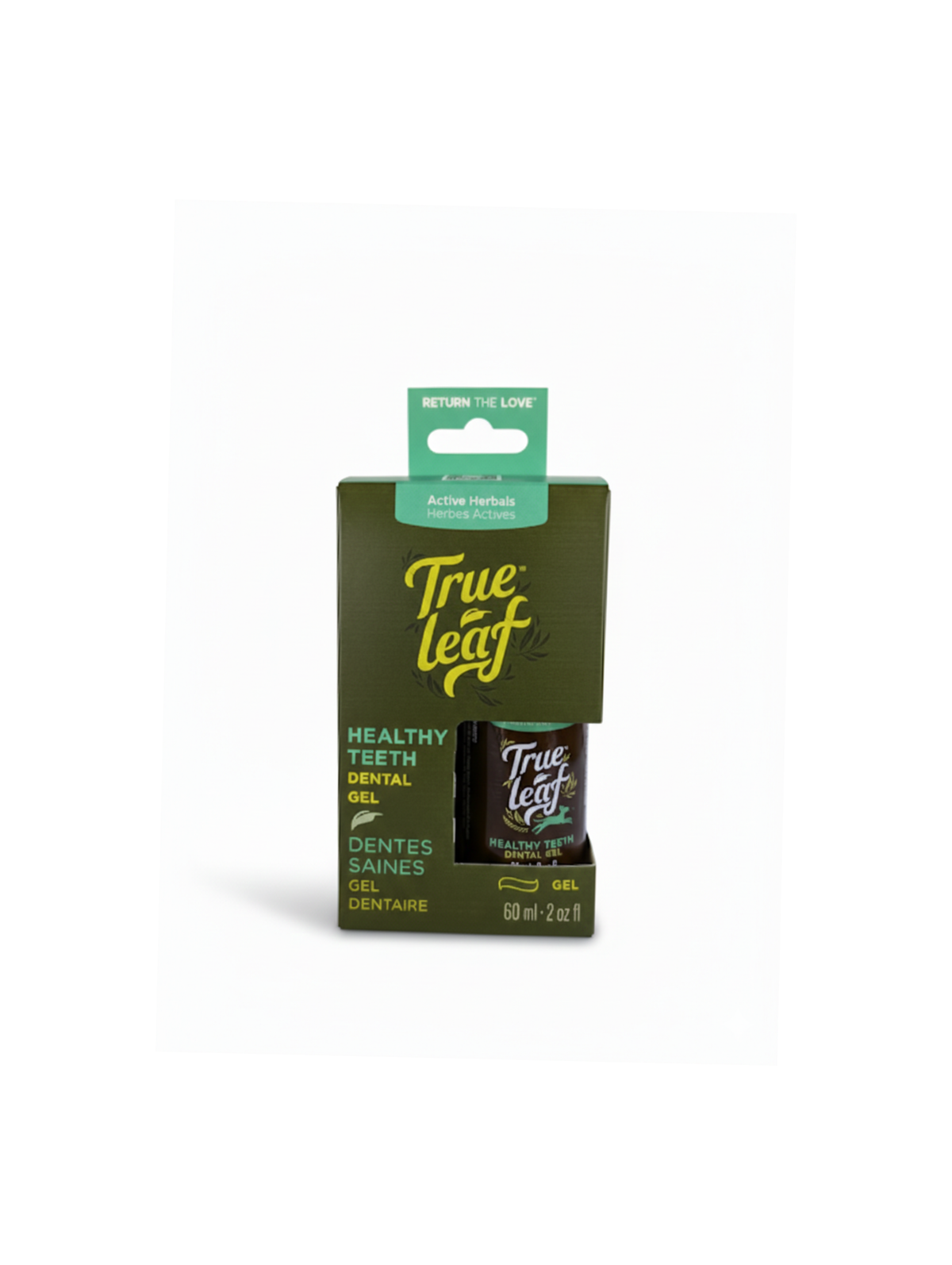 Trueleaf Healthy Teeth dental gel for dogs, 60 ml, front of pack.