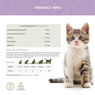 Ingredient list and daily amount chart for Trueleaf Hairball Support chews for cats.